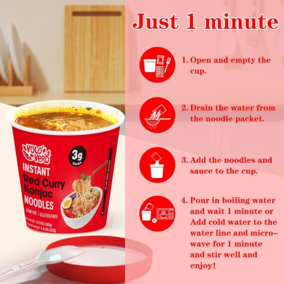 VOLO VERO Konjac Noodle Instant Soup Cup Tom Yum Flavor, 6 Packs - Image 5