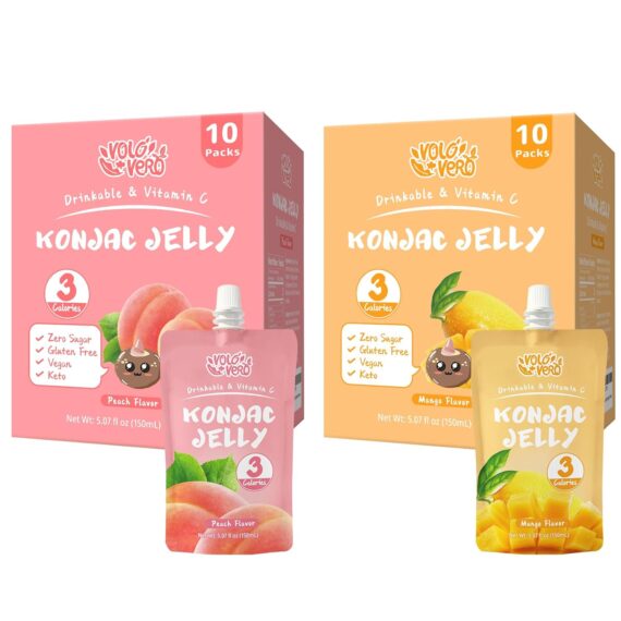 Jelly Squeeze Pouch Healthy Snacks, 20 Packs, Low Calories Drinkable