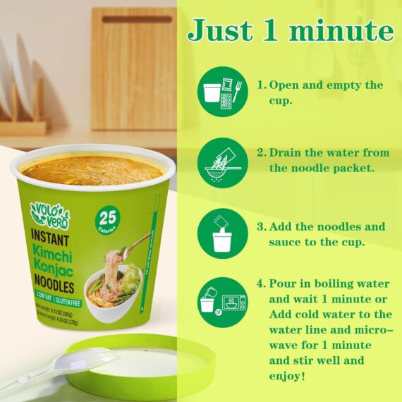 VOLO VERO Konjac Noodle Soup Cup Kimchi Flavor, 6 Packs - Image 12