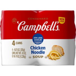 Campbell’s Condensed 25% Less Sodium Chicken Noodle Soup, 10.75 oz Can (4 Pack)Rufus AIRufus AI