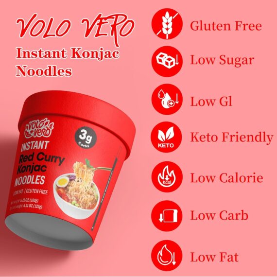 VOLO VERO Konjac Noodle Instant Soup Cup Tom Yum Flavor, 6 Packs - Image 4
