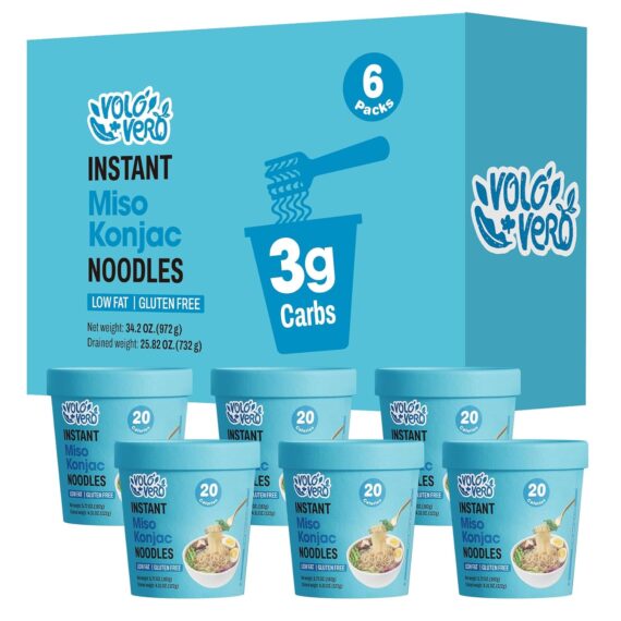 VOLO VERO Konjac Noodle Instant Soup Cup Tom Yum Flavor, 6 Packs