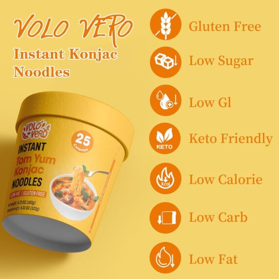 VOLO VERO Konjac Noodle Instant Soup Cup Tom Yum Flavor, 6 Packs - Image 4