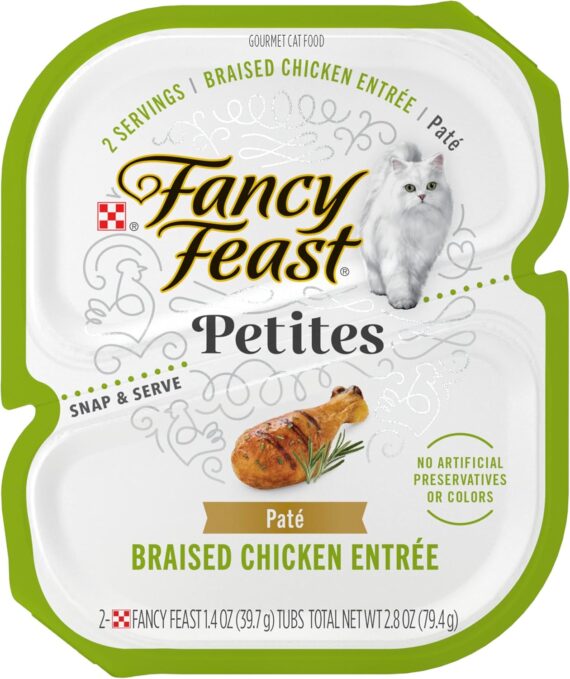 Purina Fancy Feast Petites Gourmet Wet Cat Food Pate, Petites Braised Chicken Entree - (Pack of 12) 2.8 oz. Tubs  Pet SuppliesRufus AIRufus AI